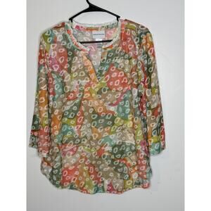 Alfred Dunner V-Neck 3/4 Sleeve Blouse M